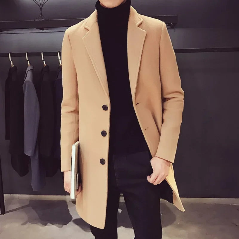 🧥 Men’s Long Cotton Coat – Classic Elegance Meets Modern Warmth