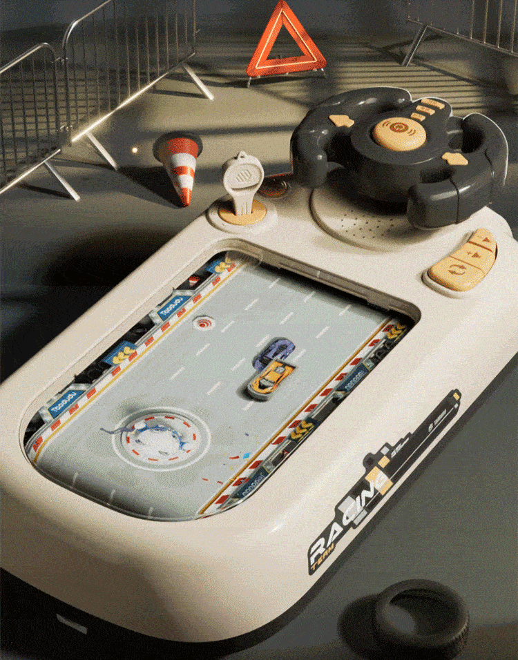 Children's steering wheel operation obstacle avoidance game machine simulates steering wheel racing car
