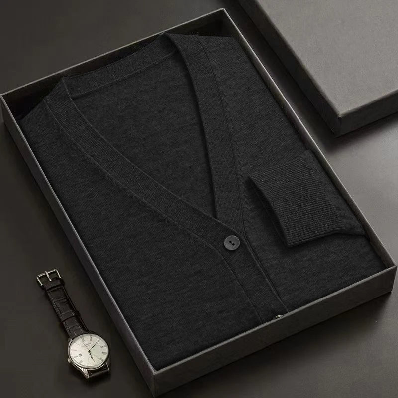 🧥 Men’s V-Neck Cardigan Sweatercoat – Cozy, Stylish, and Versatile