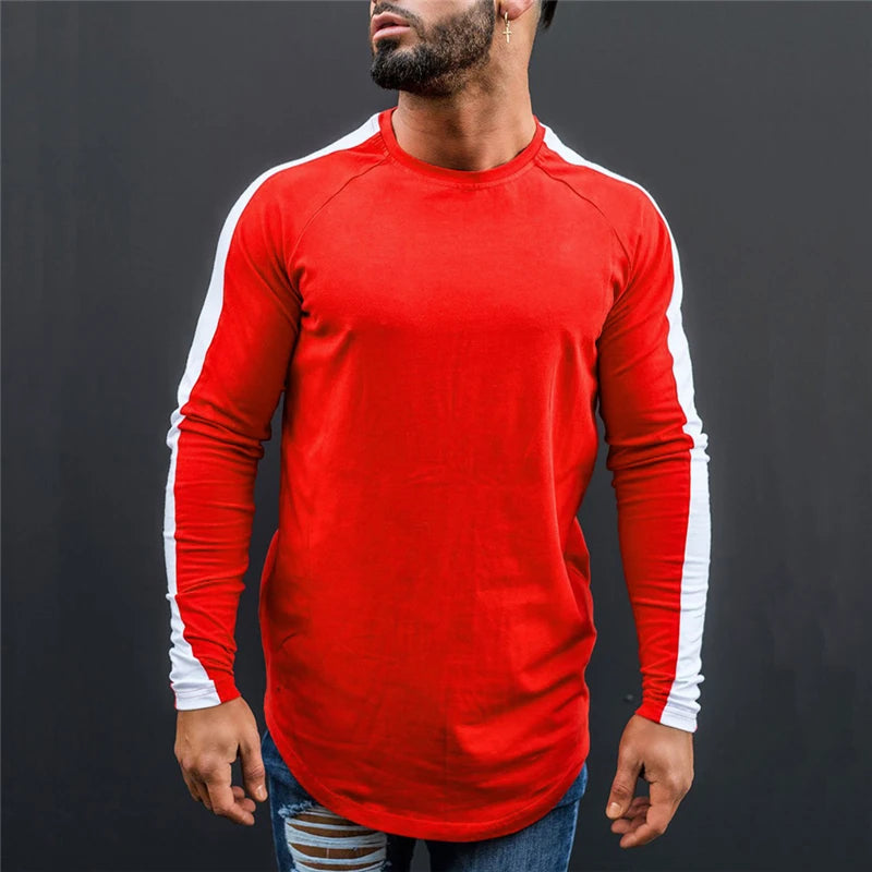 💪 Men’s Gym & Running Long Sleeve T-Shirt – Breathable Cotton Muscle Fit Performance Wear
