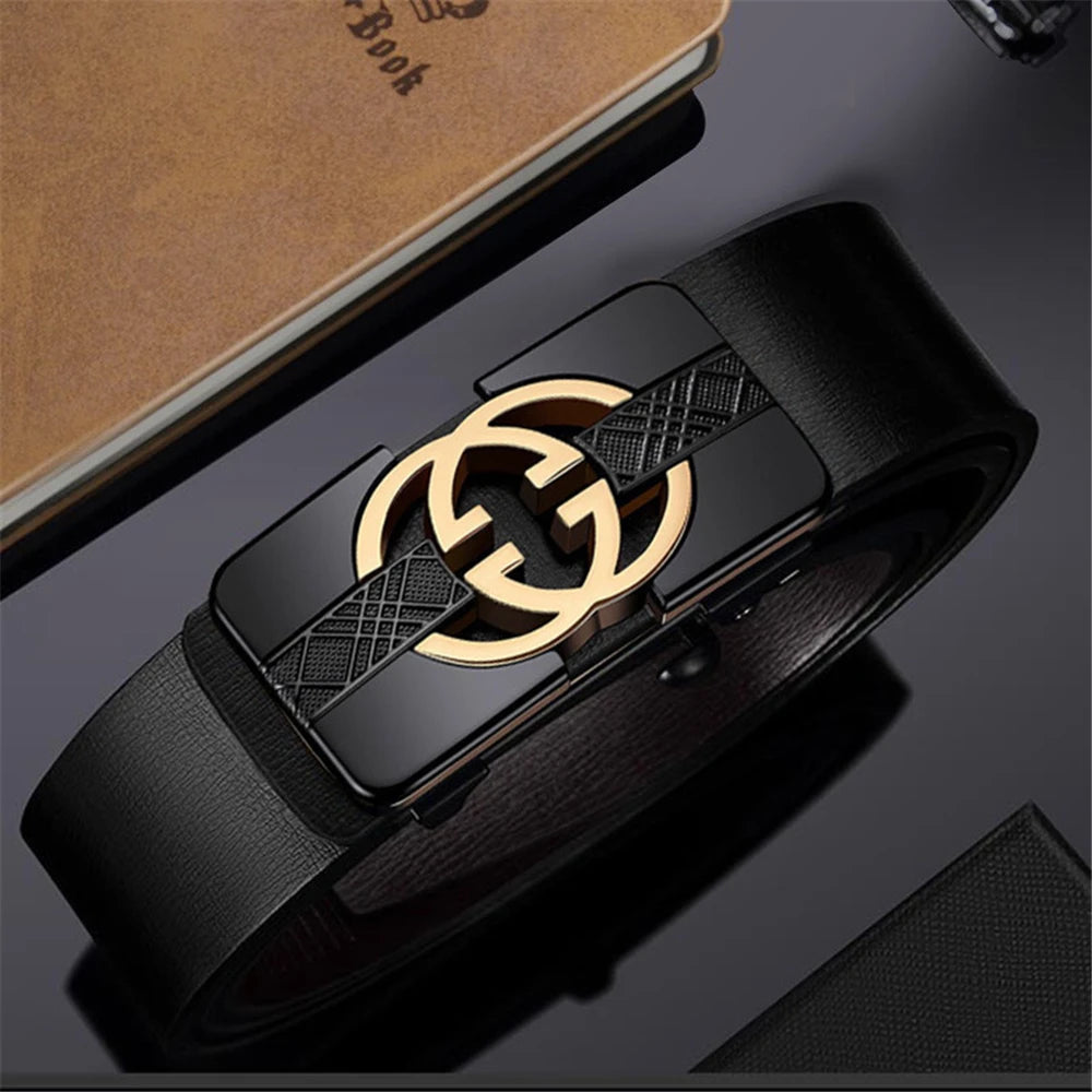 High Quality Wide 3.4cm Men Belt Genuine Leather Canvas Luxury Strap Male Belts For men jeans New Fashion Classice Buckle belt