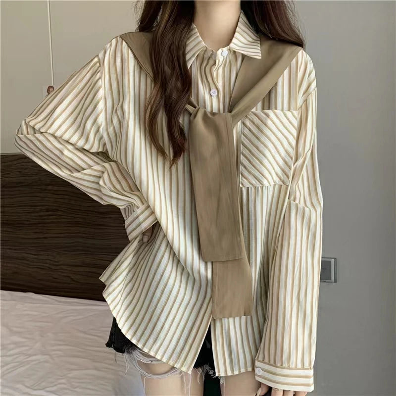 💫 Elegant Two-in-One Striped Shirt for Women