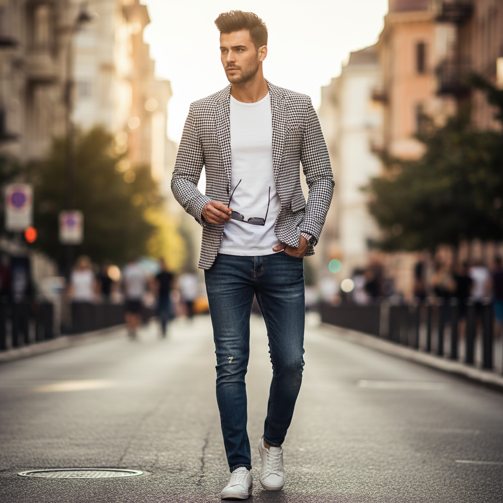 🕴️ Men’s Street Style Checkered Blazer