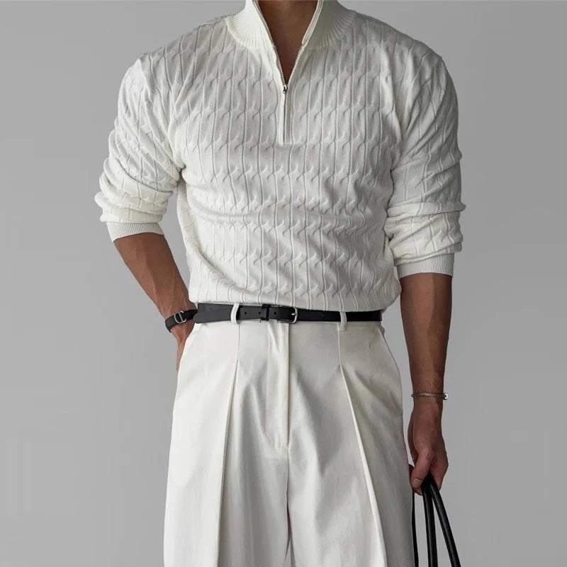 🧶 Men’s Luxury Knit Mock Turtleneck Sweater