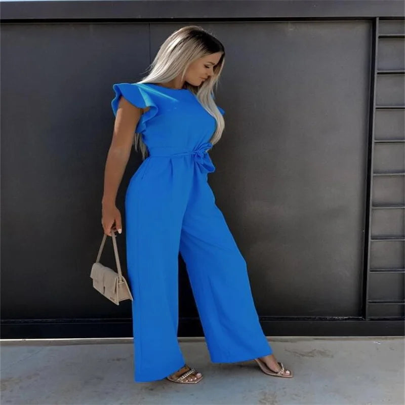 🌸 Effortless Elegance – The Summer Ruffled Strap Jumpsuit