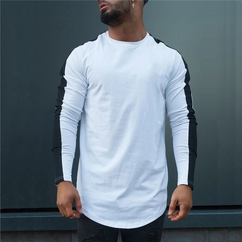 💪 Men’s Gym & Running Long Sleeve T-Shirt – Breathable Cotton Muscle Fit Performance Wear