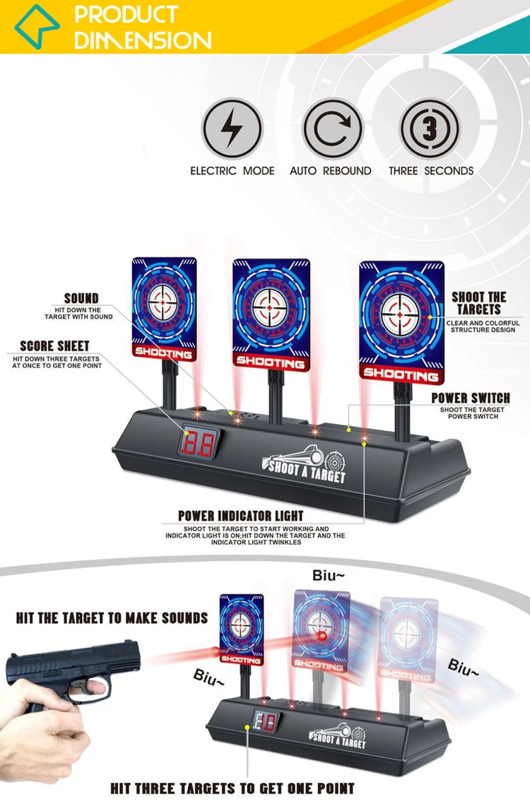 Auto-Reset Electric Target For Guns Desktop games Shooting competition party game scoring Practice Target for kids adult gifts