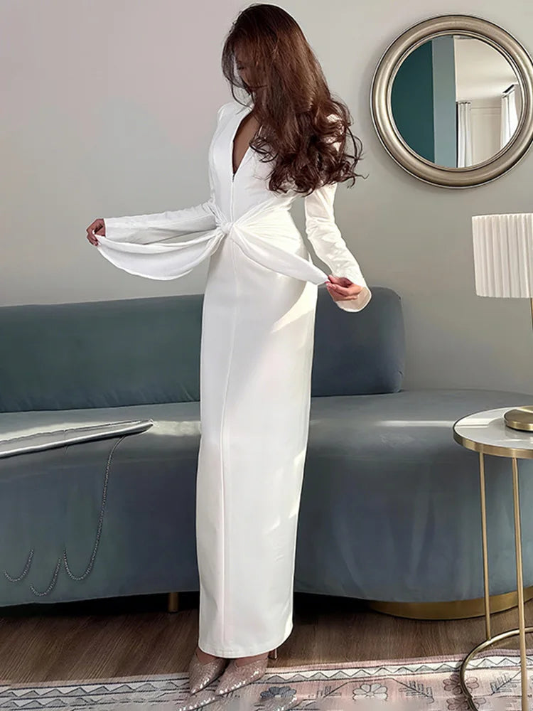 💫 Trendix Lace-Up Elegant Evening Dress – Autumn Collection