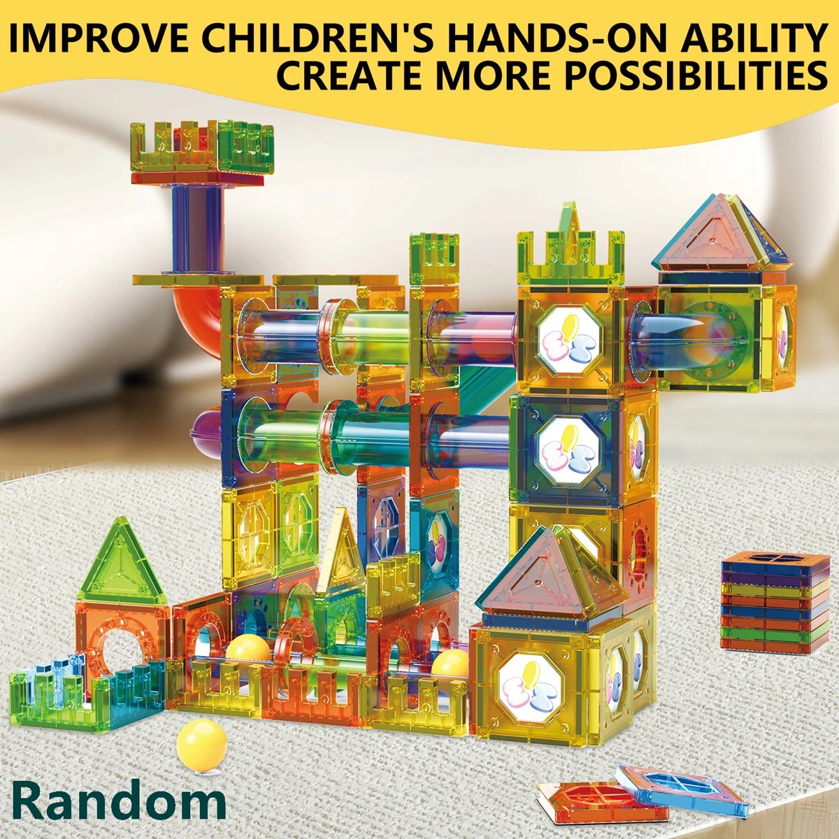 Magnetic Tiles  Marble Run Race Track Toy Set STEM Educational Building Blocks Child Brain Development Kit Magnet Construction T