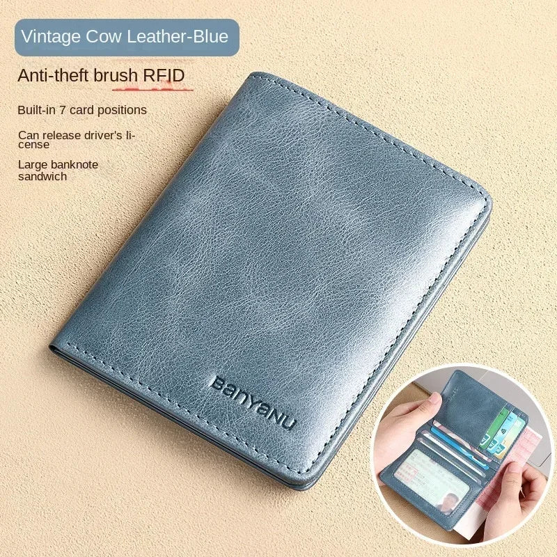 👛 Genuine Leather RFID Wallet – Slim, Minimalist, and Secure