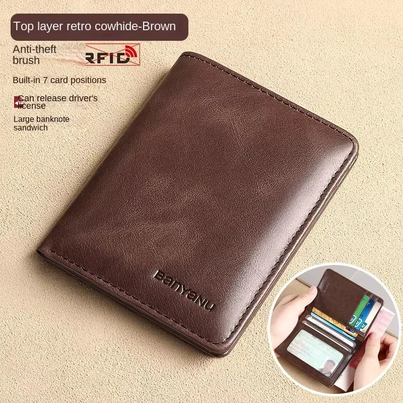 👛 Genuine Leather RFID Wallet – Slim, Minimalist, and Secure