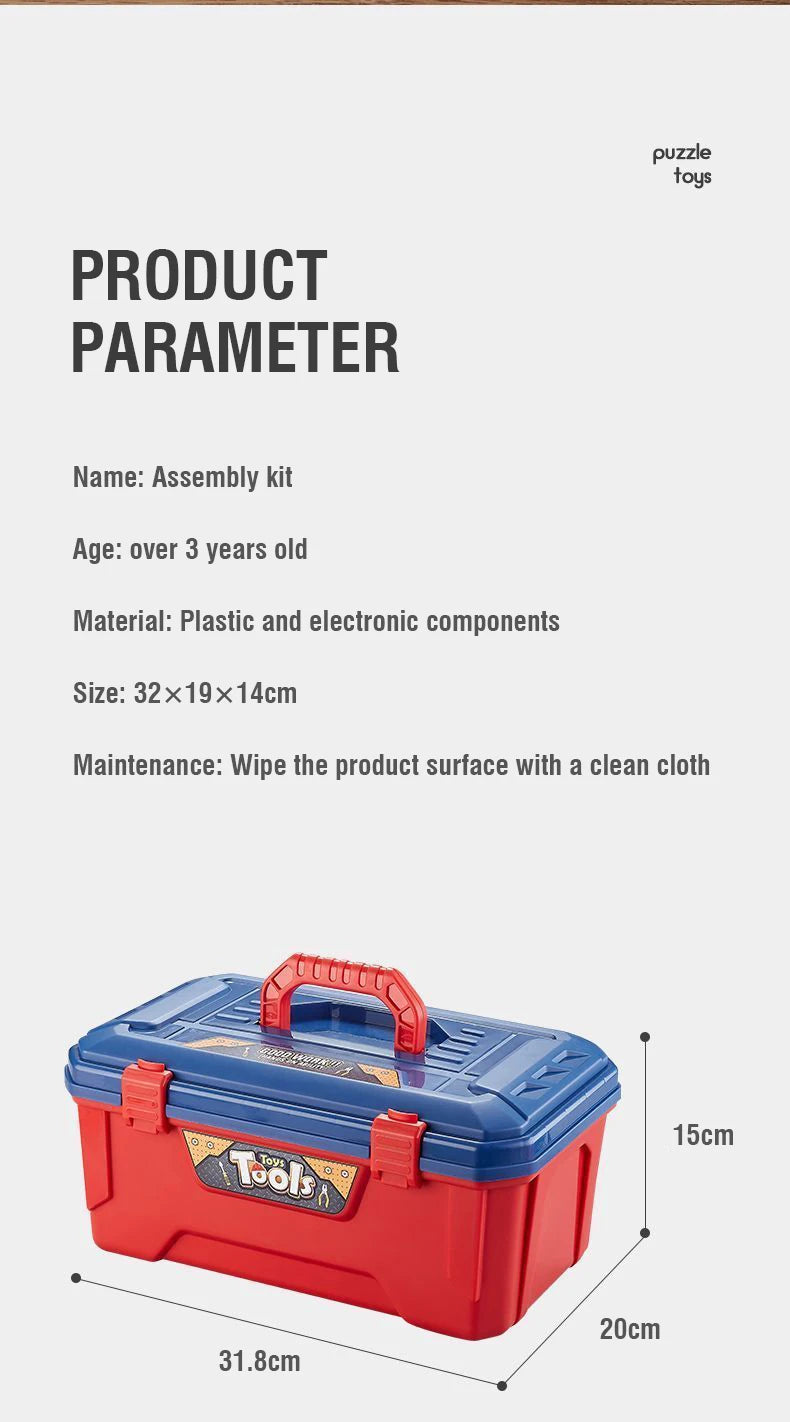 Kids Repair Toolbox Set with Simulation Electric Screwdriver And Drill Pretend Play Engineering Assembly Toy Educational gift