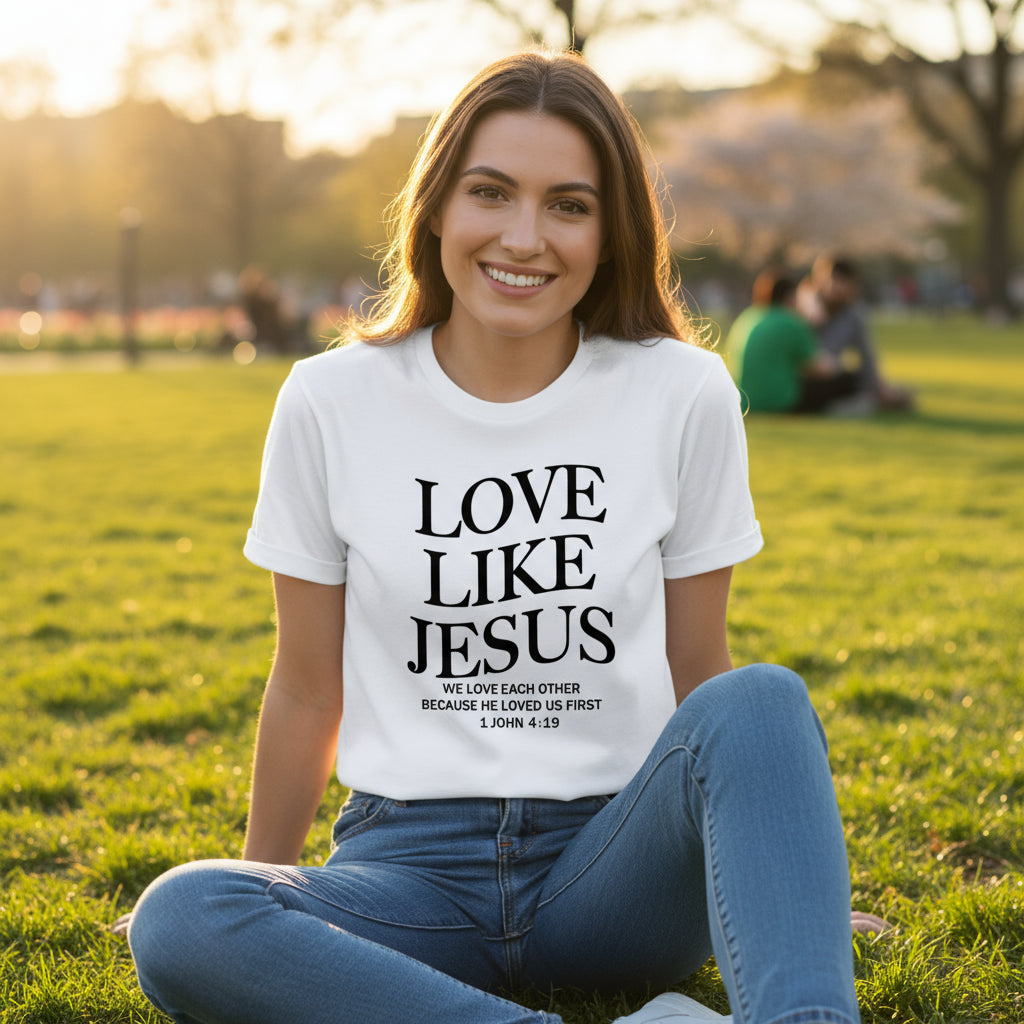 ✝️ Love Like Jesus – Faith-Based Christian T-Shirt for Women