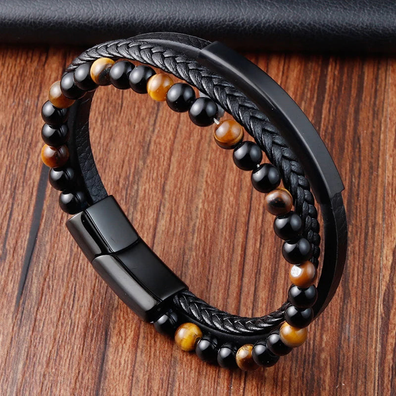 🔗 Braid Rope Leather Bracelet with Magnetic Buckle – Unisex Style & Elegance