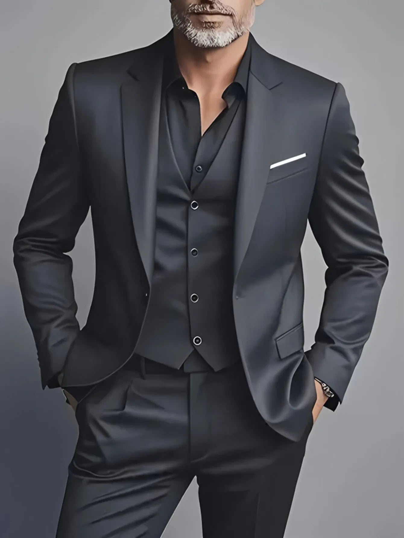 🕴️ Elegant Men's Slim Fit Tuxedo Set — Black Formal Suit for Weddings & Special Occasions