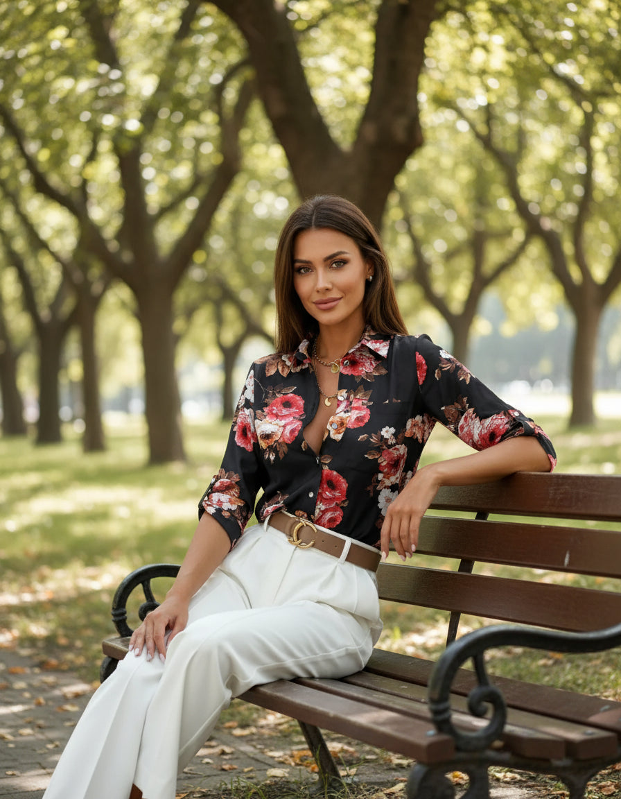 💼 Elegant Striped Office Blouse