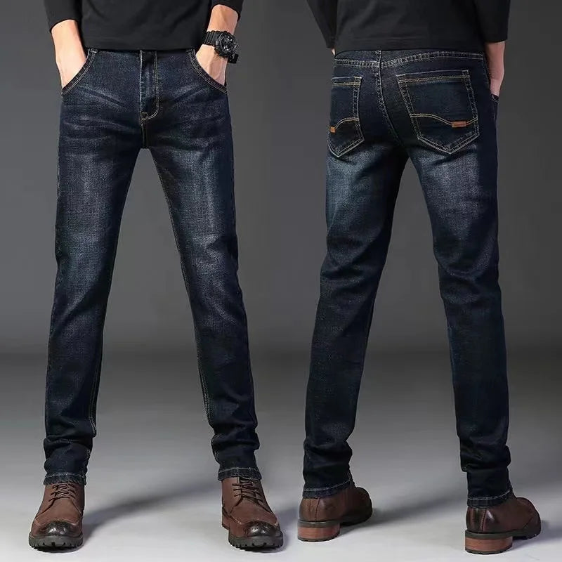 👖 New Men’s Fashion Jeans – Classic Black & Blue Cotton Stretch Denim