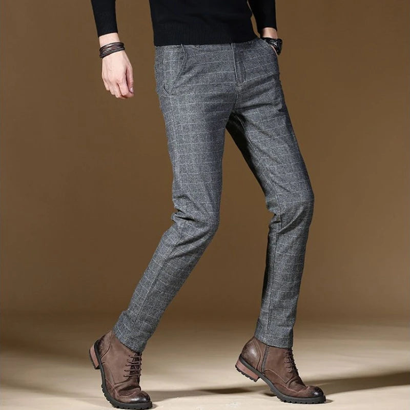 👔 Men’s Gray Plaid Suit Trousers — Effortless Class for Modern Gentlemen