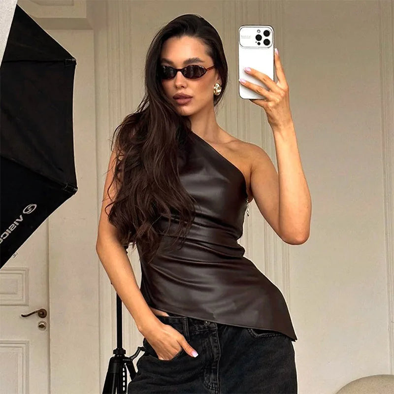 💃 Women’s One-Shoulder Slim Fit Zipper Jacket – Fall & Winter Elegance