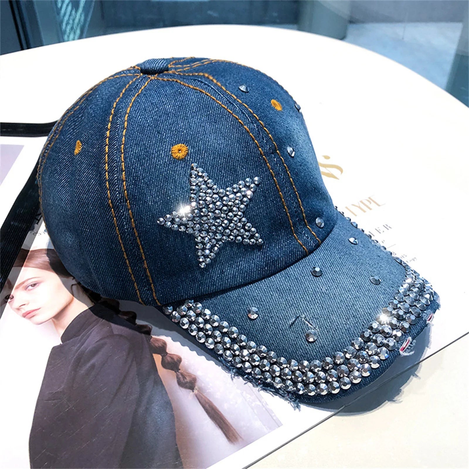 Shiny Hot-Fix Letter Baseball Cap