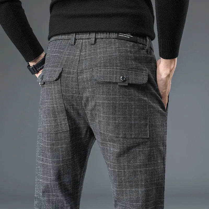👔 Men’s Gray Plaid Suit Trousers — Effortless Class for Modern Gentlemen