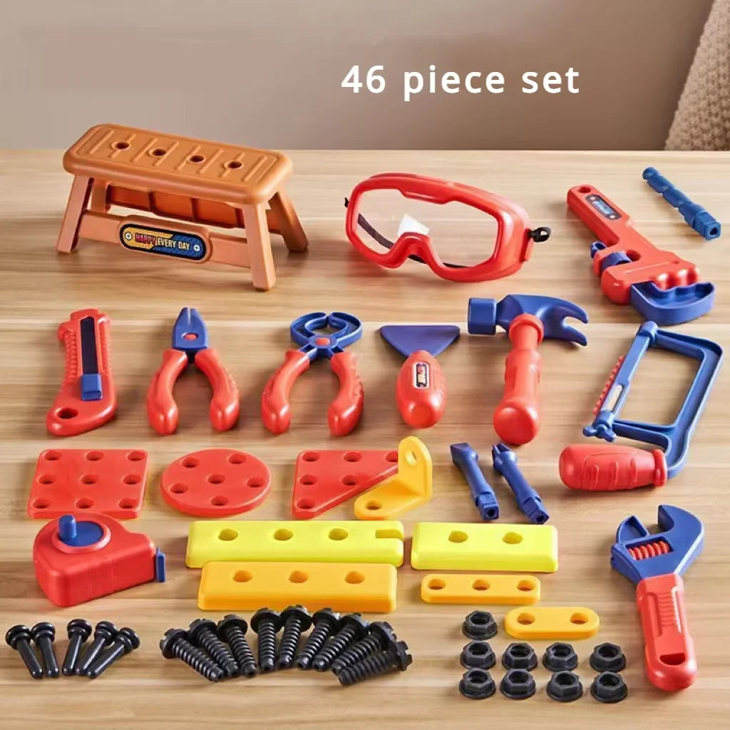 Kids Repair Toolbox Set with Simulation Electric Screwdriver And Drill Pretend Play Engineering Assembly Toy Educational gift
