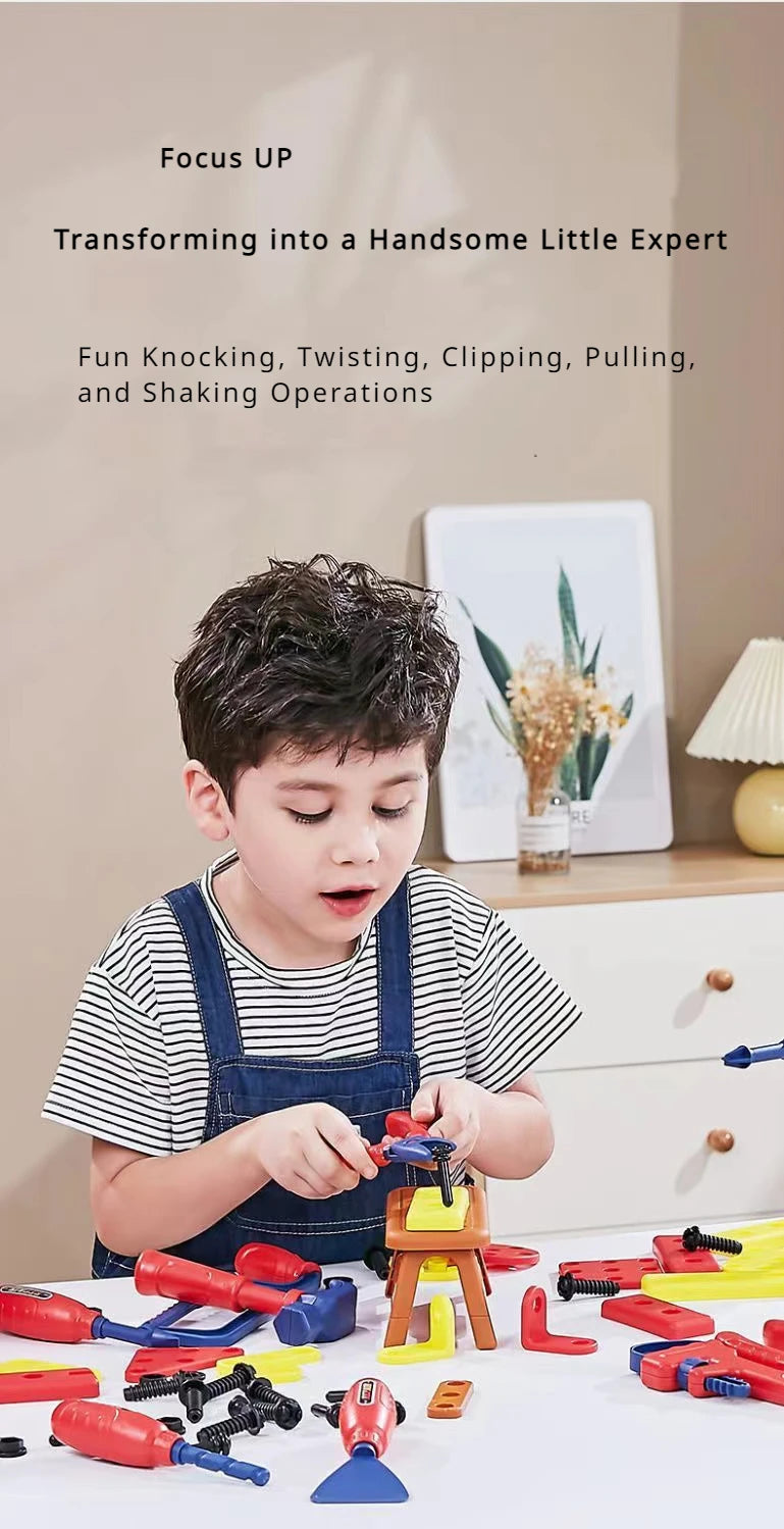 Kids Repair Toolbox Set with Simulation Electric Screwdriver And Drill Pretend Play Engineering Assembly Toy Educational gift