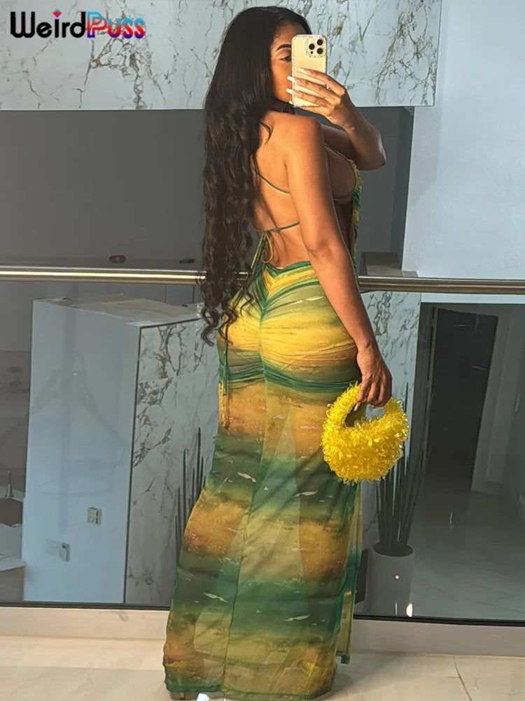 💋 Weird Puss™ Gradient Backless Dress – Unleash Your Inner Coquette