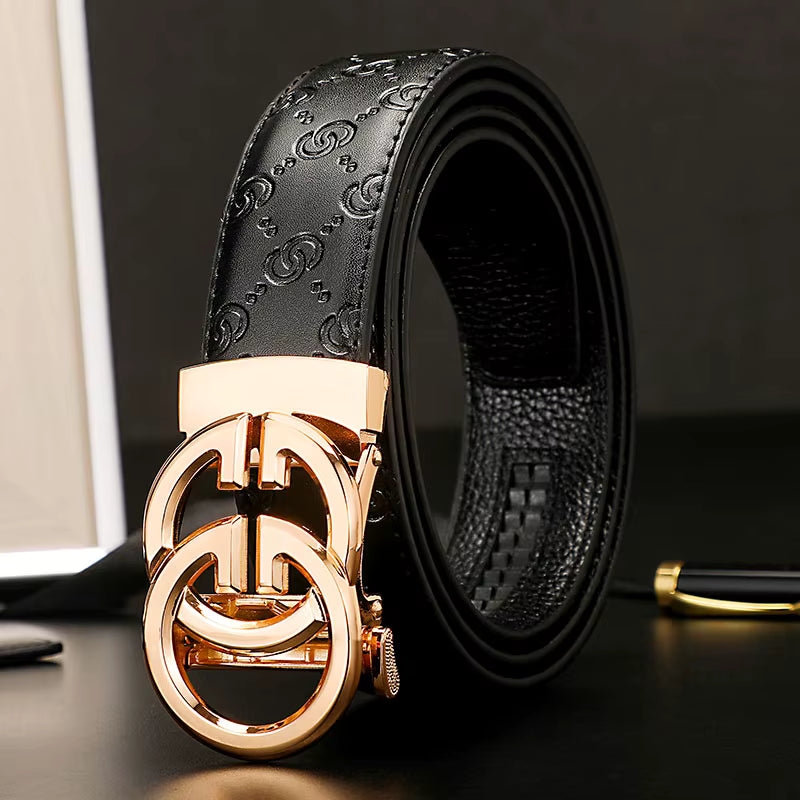 👔 Men’s 3.4cm Business Formal Real Leather Canvas Belt – Premium Style Meets Everyday Comfort