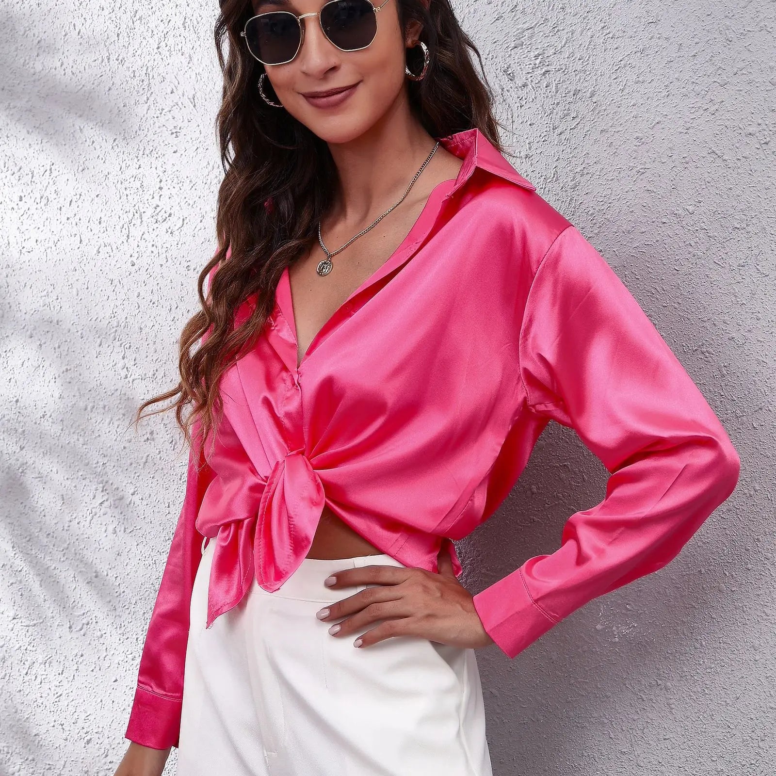 💼 Elegant Women’s Satin Shirt – Effortless Sophistication for Work & Beyond