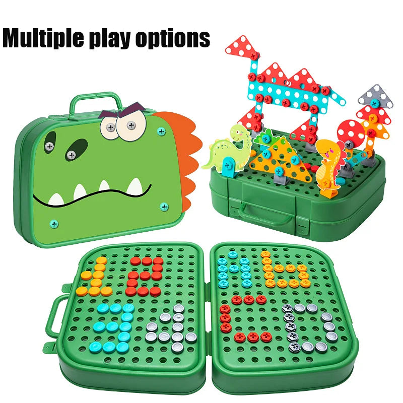 230pcs/228pcs Children DIY Tool Toys Set Electric Drill Screw Nuts 3D Puzzle Toy Pretend Play Tool Kits 2D/3D Educational Toy