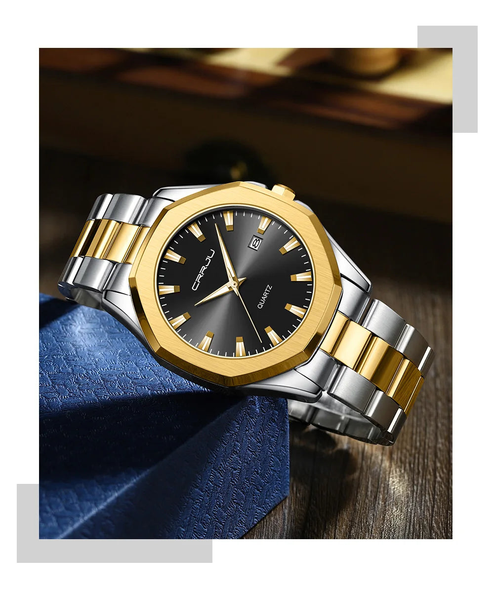 ⌚ Men’s Classic Luxury Stainless Steel Watch — Elegance That Never Fades