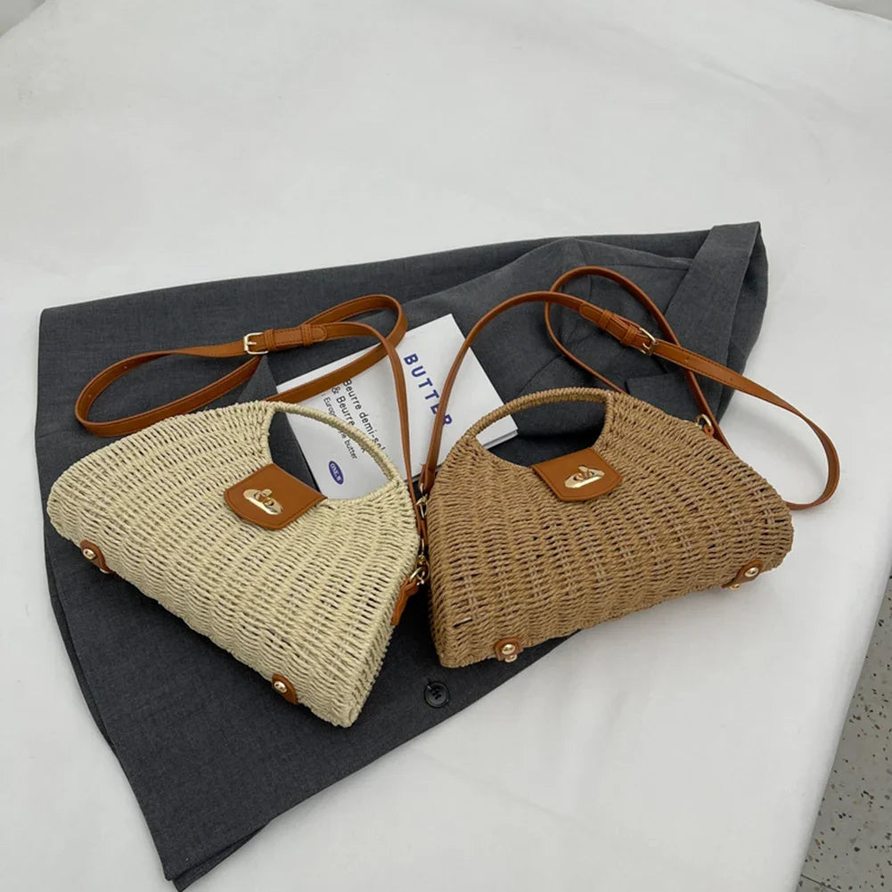👜 Handmade Woven Shell Crossbody Bag for Women