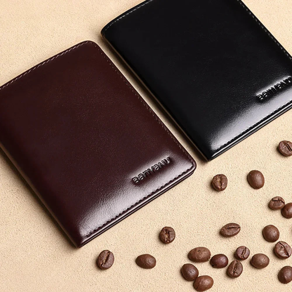 👛 Genuine Leather RFID Wallet – Slim, Minimalist, and Secure