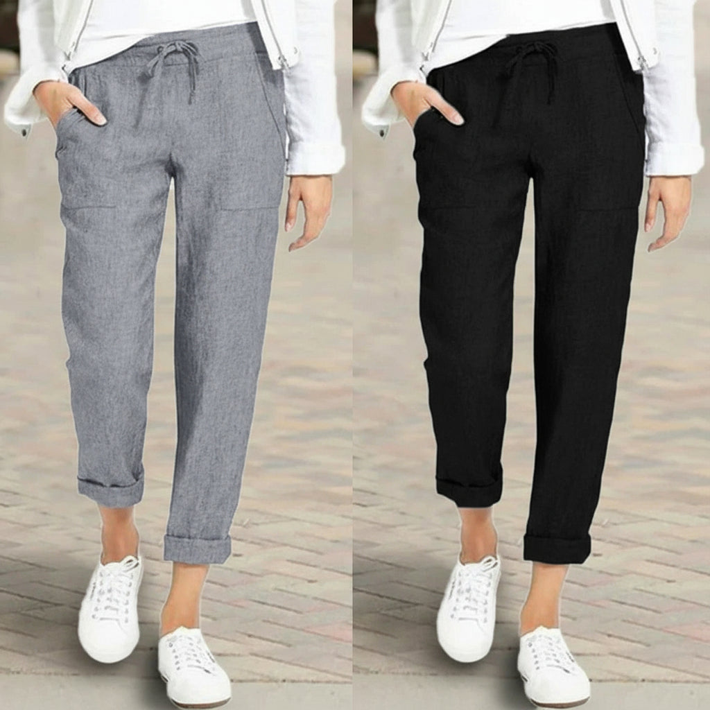 🌸 Women’s Linen Cropped Pants – Effortless Comfort for Everyday Chic
