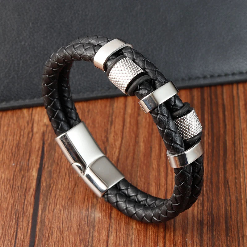 🔗 Braid Rope Leather Bracelet with Magnetic Buckle – Unisex Style & Elegance