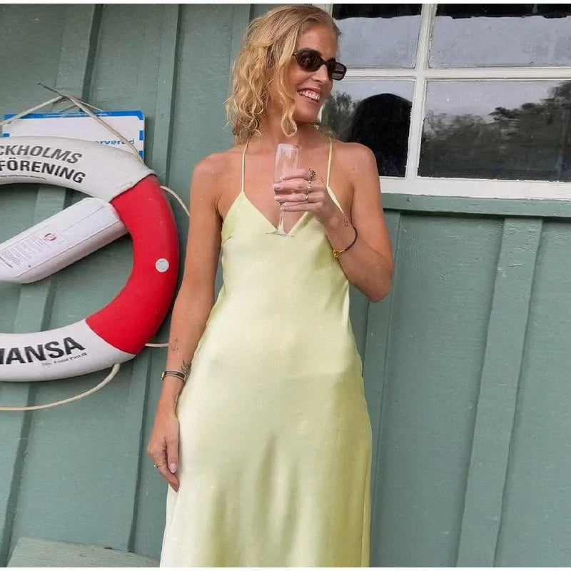 💃 Chic Satin Sling Dress – Elegant, Sexy & Unforgettable