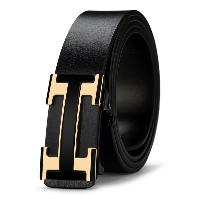 High Quality Wide 3.4cm Men Belt Genuine Leather Canvas Luxury Strap Male Belts For men jeans New Fashion Classice Buckle belt