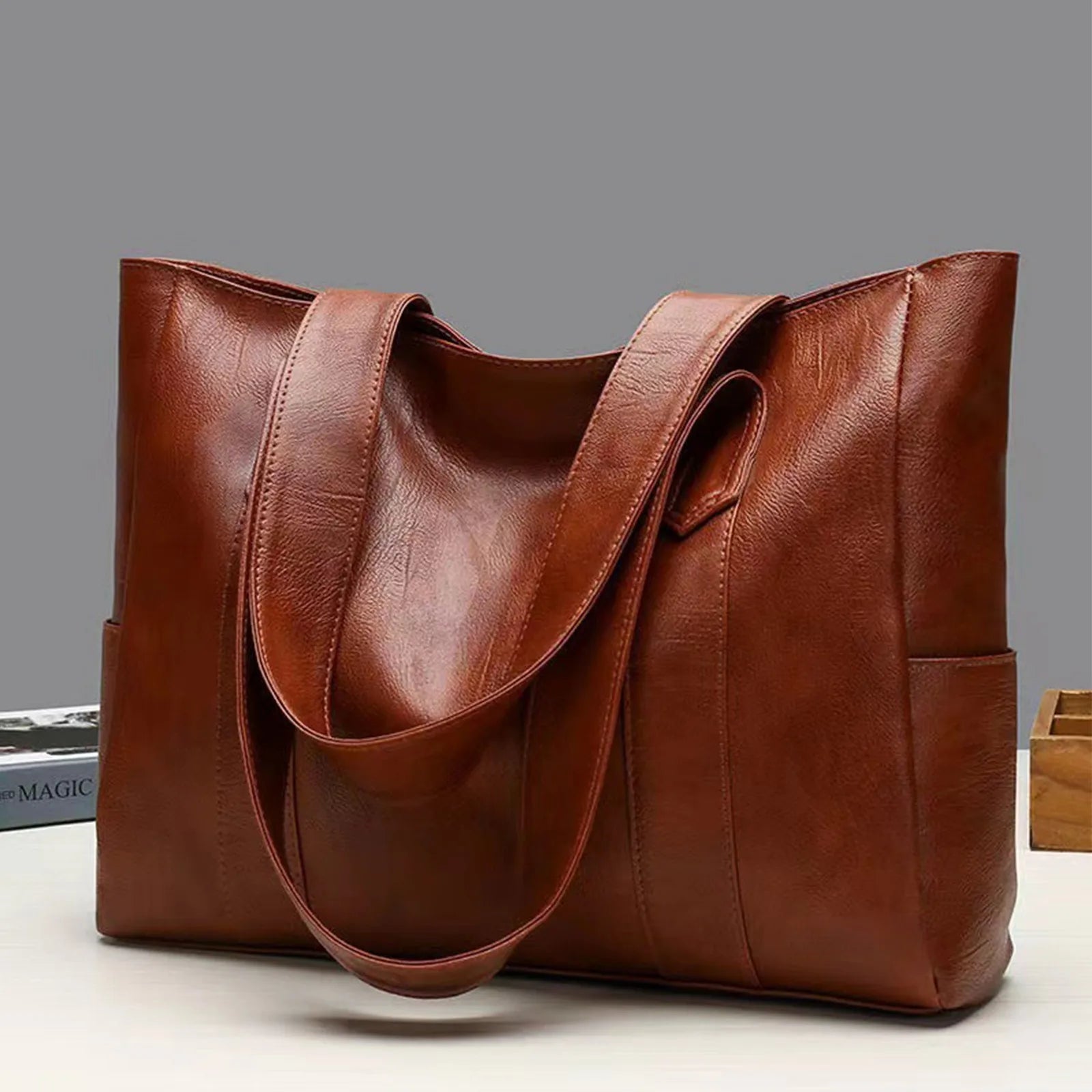 💖 Women’s Large Capacity Soft Leather Tote Bag