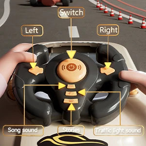 Children's steering wheel operation obstacle avoidance game machine simulates steering wheel racing car