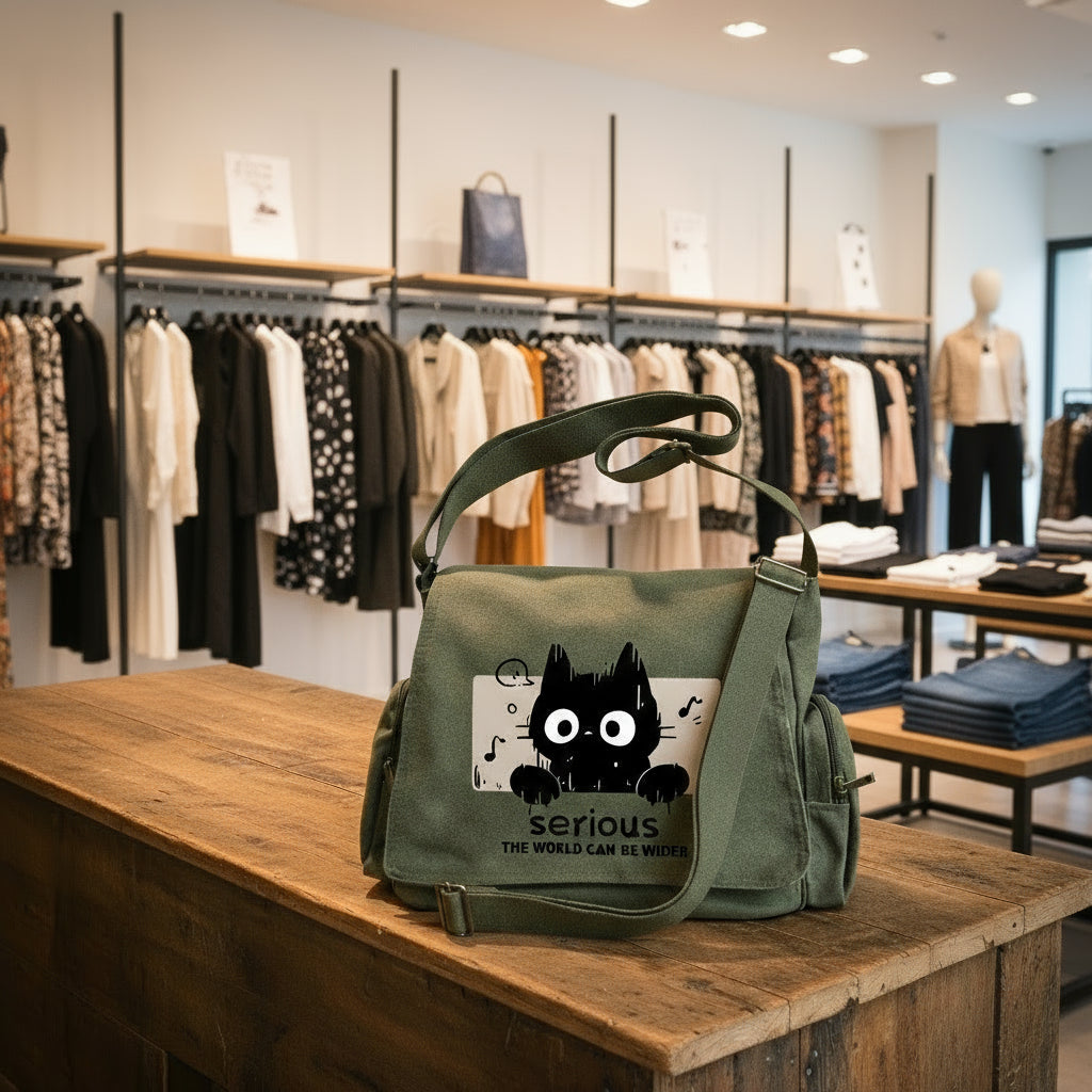 🐻 Cute Cartoon Canvas Shoulder Bag for Women – Fun, Spacious & Stylish!