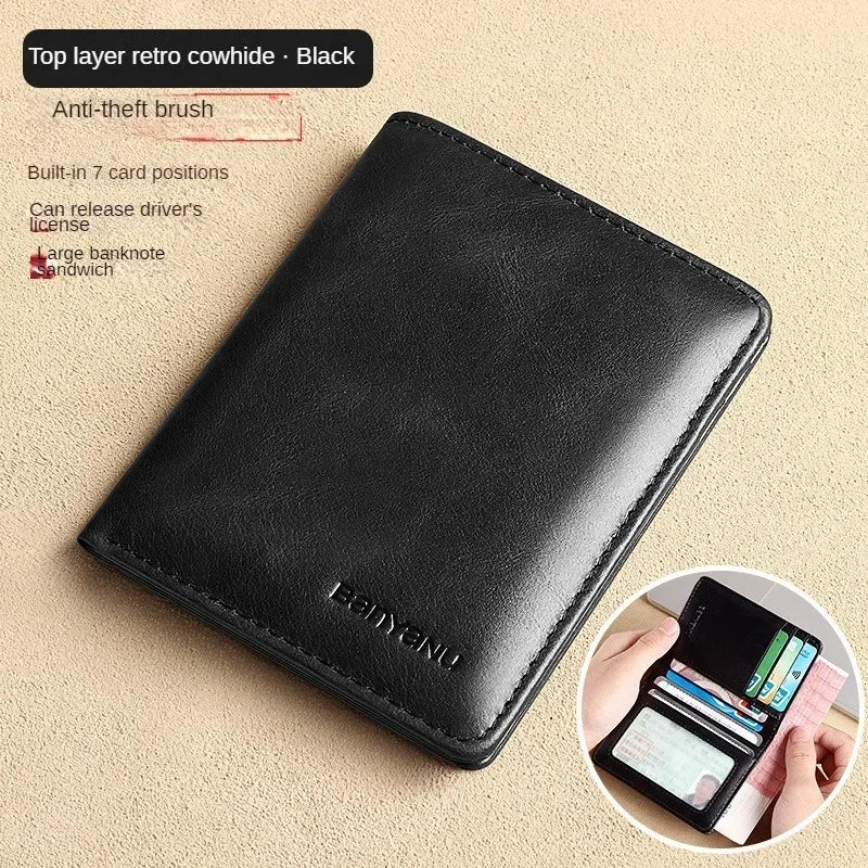 👛 Genuine Leather RFID Wallet – Slim, Minimalist, and Secure