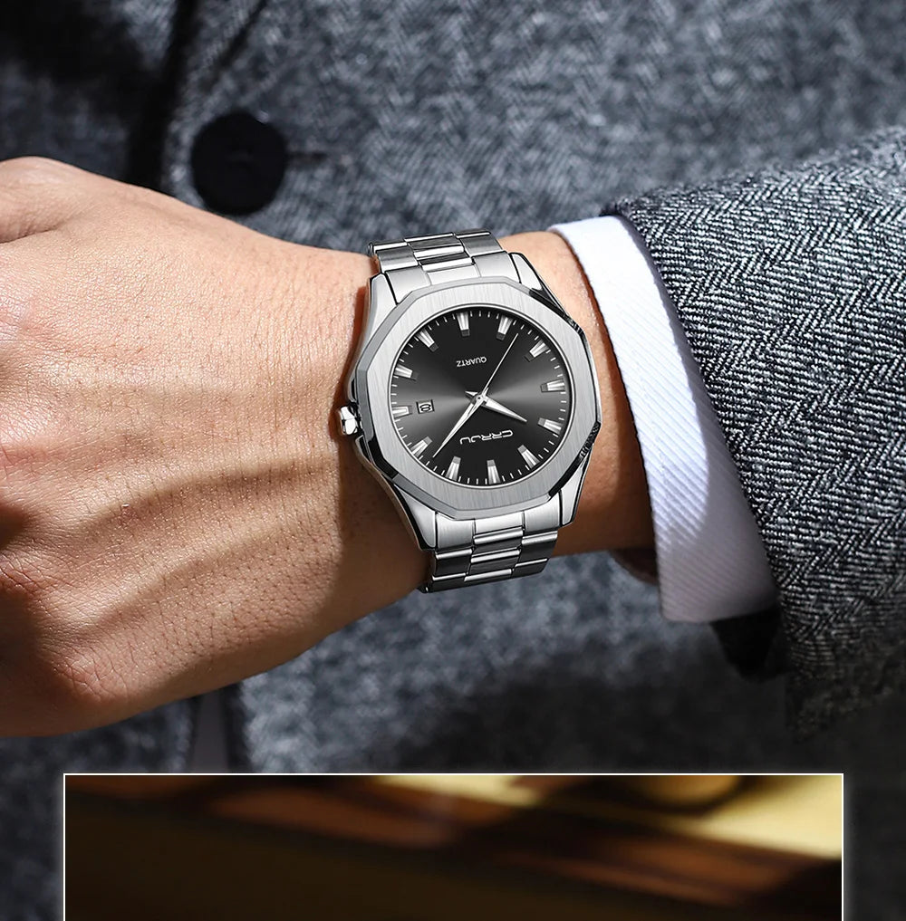 ⌚ Men’s Classic Luxury Stainless Steel Watch — Elegance That Never Fades