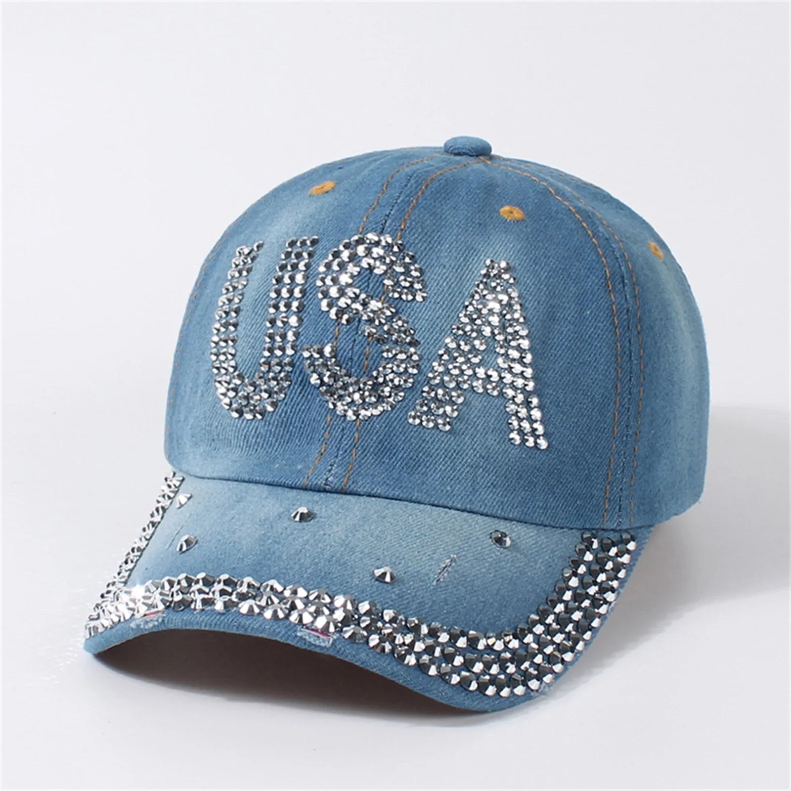 Shiny Hot-Fix Letter Baseball Cap