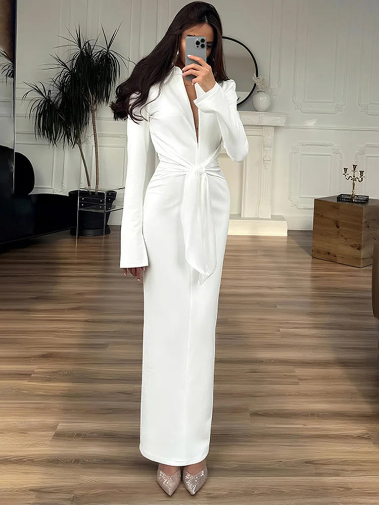 💫 Trendix Lace-Up Elegant Evening Dress – Autumn Collection