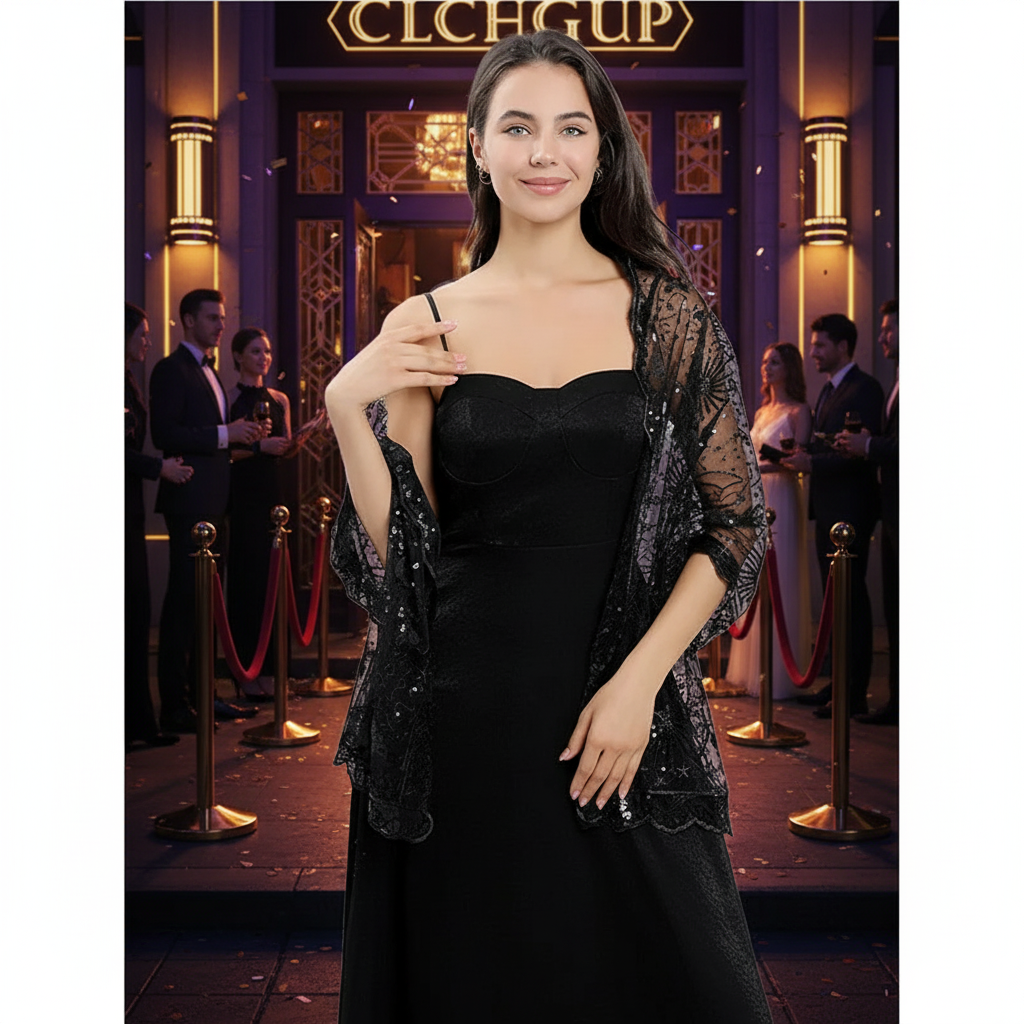 ✨ Elegant Sequin Evening Shawl for Women