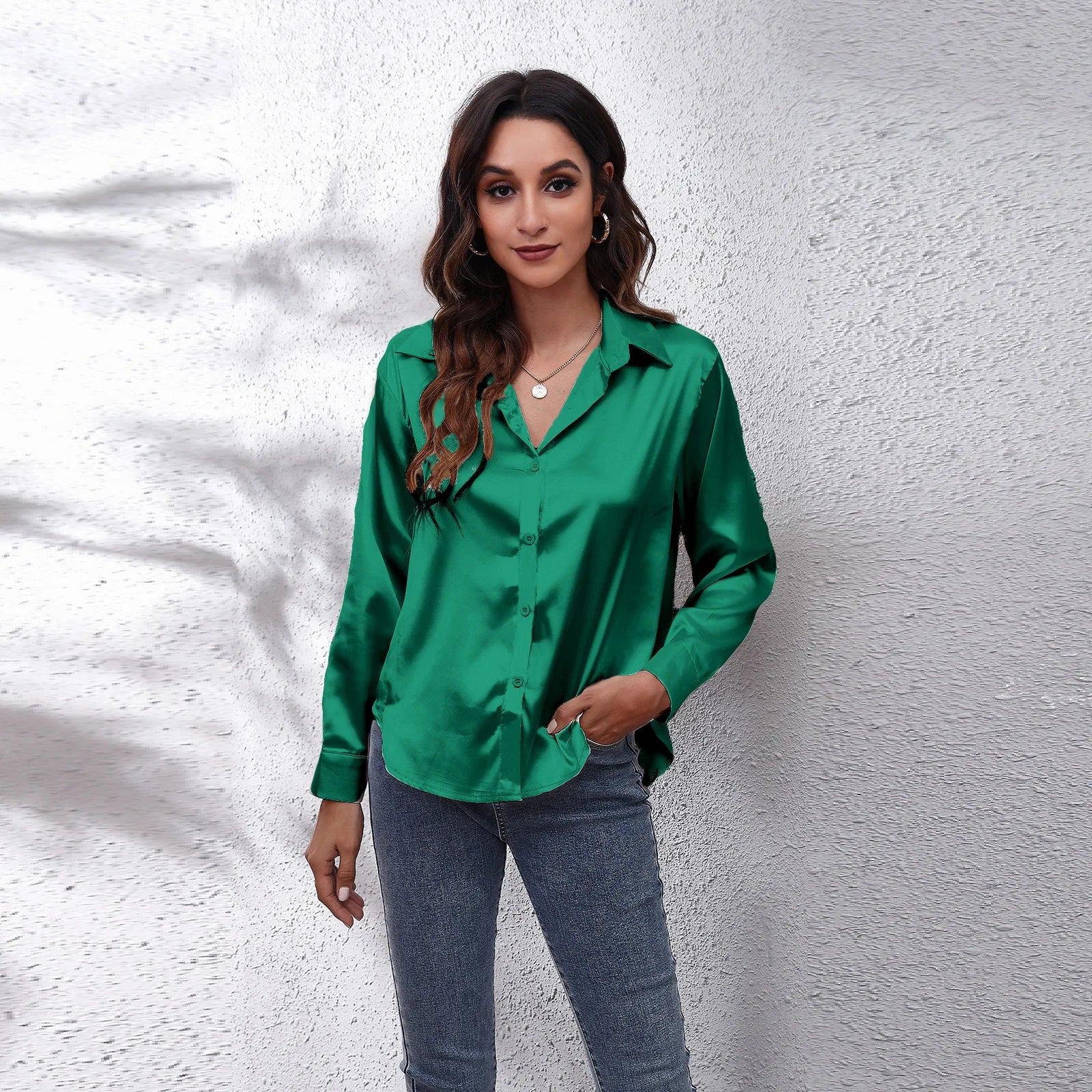 💼 Elegant Women’s Satin Shirt – Effortless Sophistication for Work & Beyond