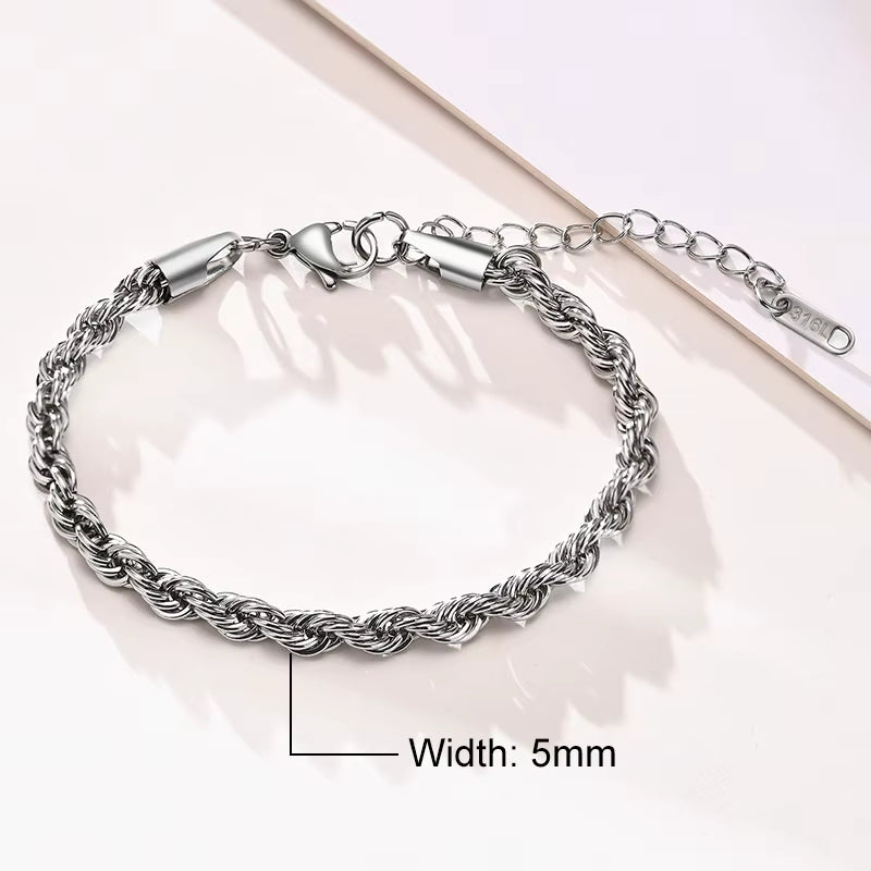 💎 Unisex Rope Chain Bracelet – Timeless Style for Men & Women
