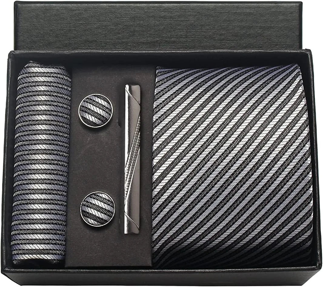 🎩 Classic 100% Silk Men’s Tie Set – Elegant Style in Every Detail