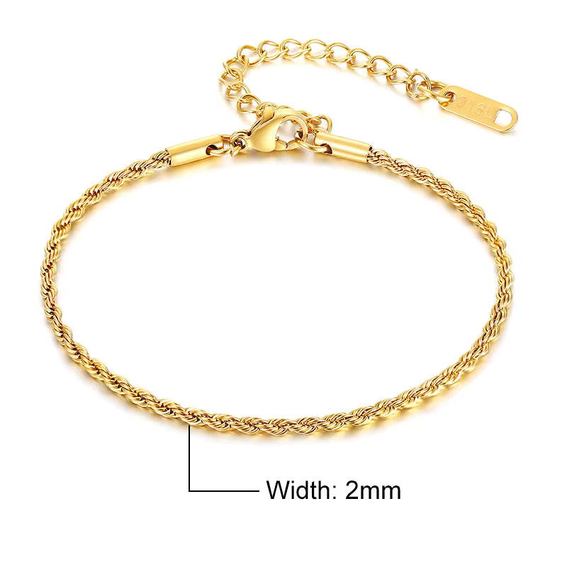 💎 Unisex Rope Chain Bracelet – Timeless Style for Men & Women